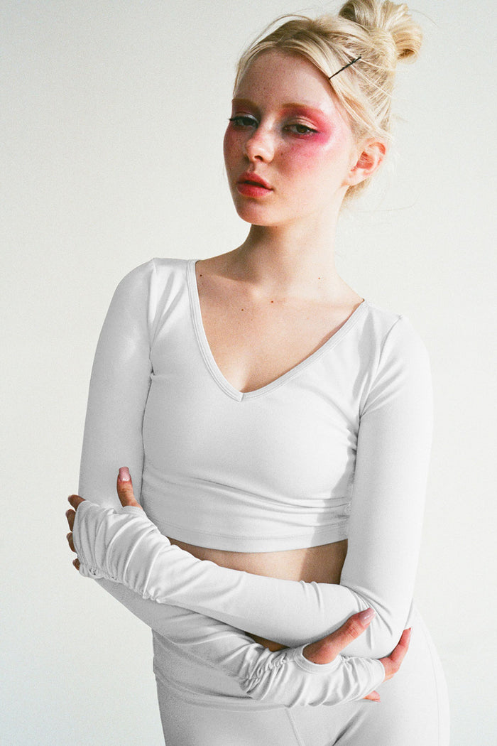 Plié V-Neck Long Sleeve Top Icy Gray