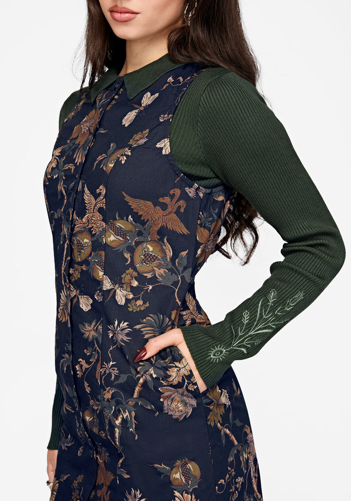 Poison Eden Button Up Mini Dress - Midnight