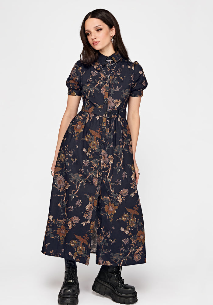 Poison Eden Midaxi Shirt Dress - Midnight