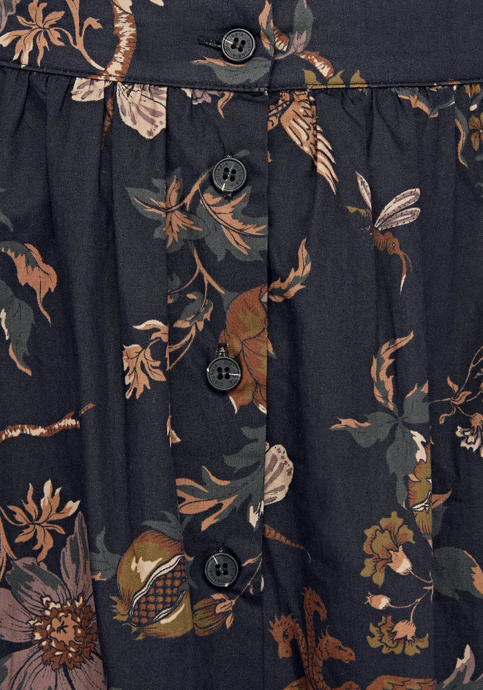 Poison Eden Printed Button Down Skirt - Midnight