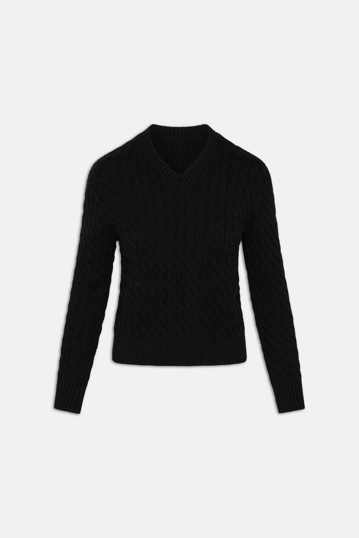 Prince Cable Knit Sweater - Black
