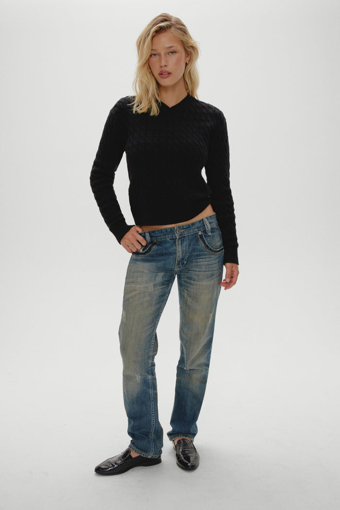 Prince Cable Knit Sweater - Black