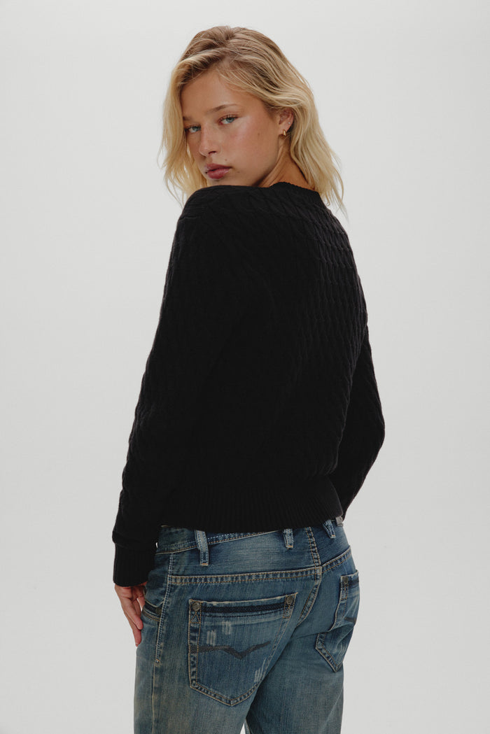 Prince Cable Knit Sweater - Black