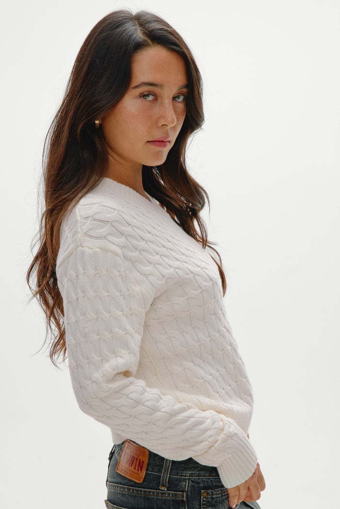 Prince Cable Knit Sweater - Honeymoon