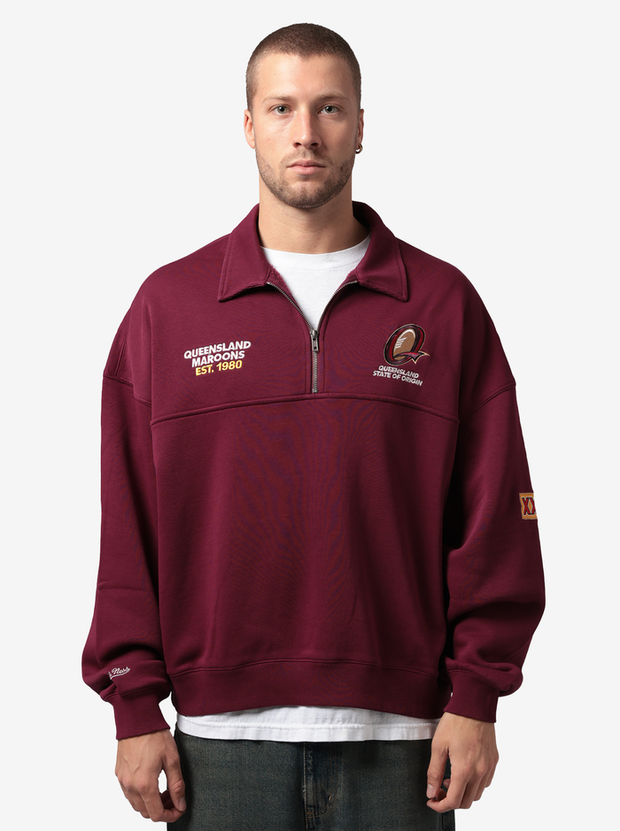Queensland Maroons Oversized 1/4 Zip Crew