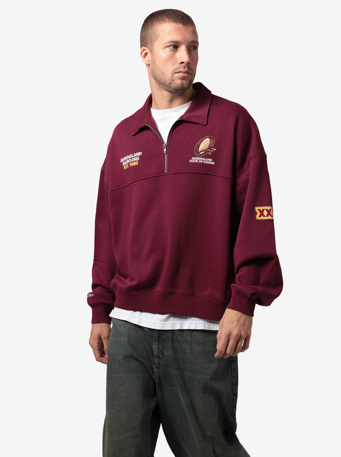 Queensland Maroons Oversized 1/4 Zip Crew