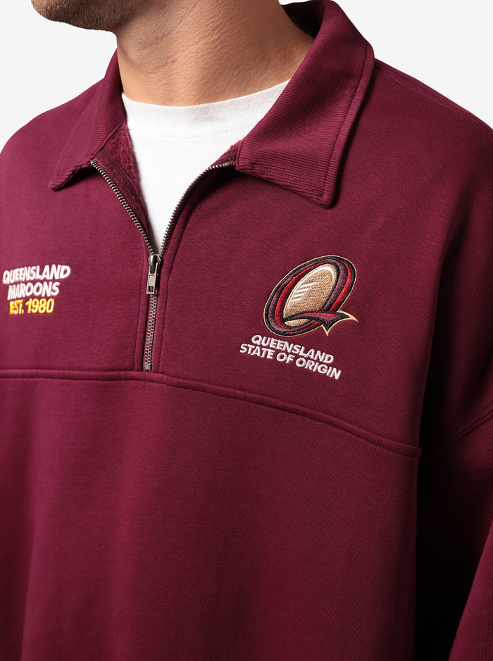 Queensland Maroons Oversized 1/4 Zip Crew