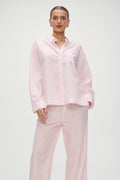 Ralph Poplin Sleep Shirt in Pink Stripe