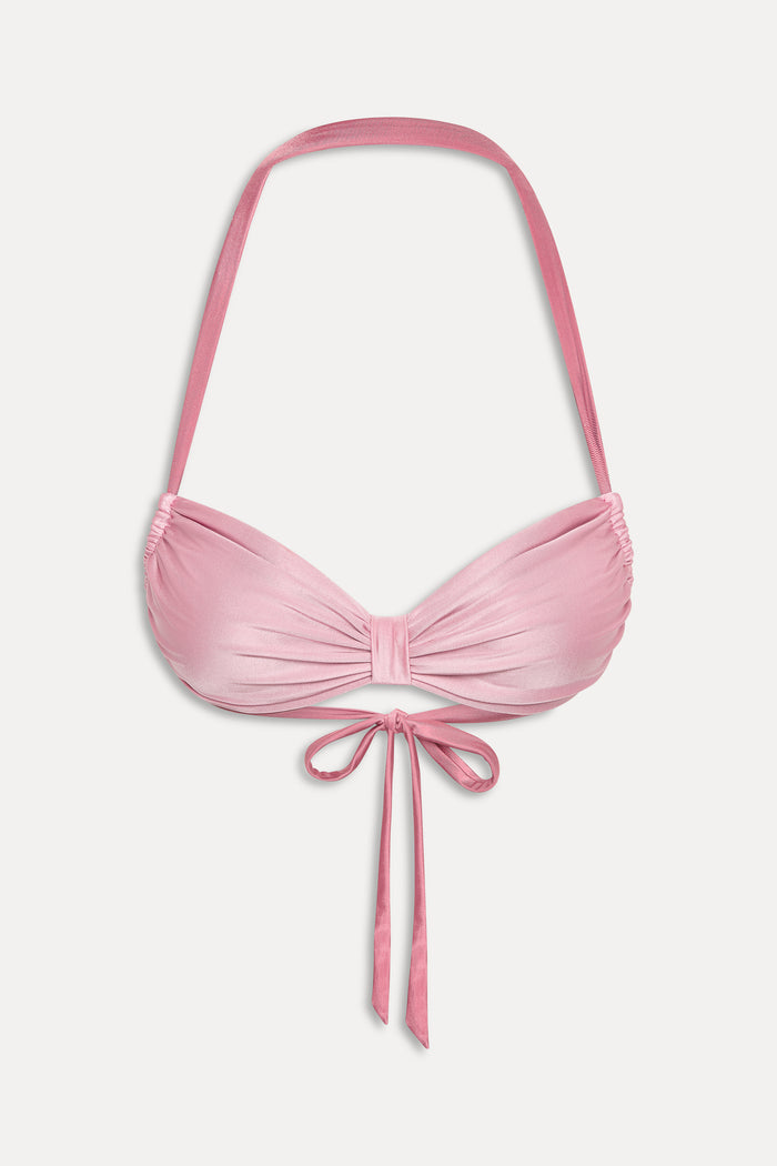 Reece Halter Shine Bikini Top - Sunset Pink