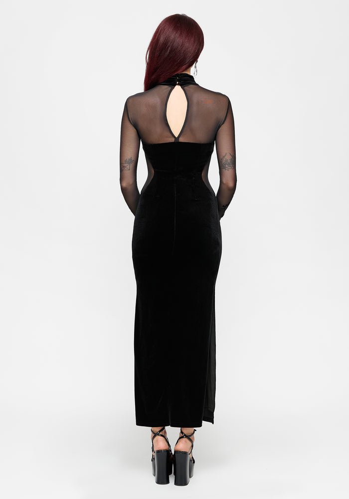 Riven Flock Mesh Mix Gown