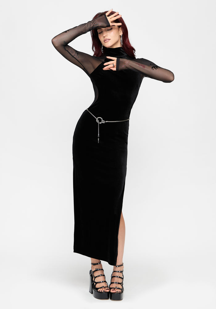 Riven Flock Mesh Mix Gown