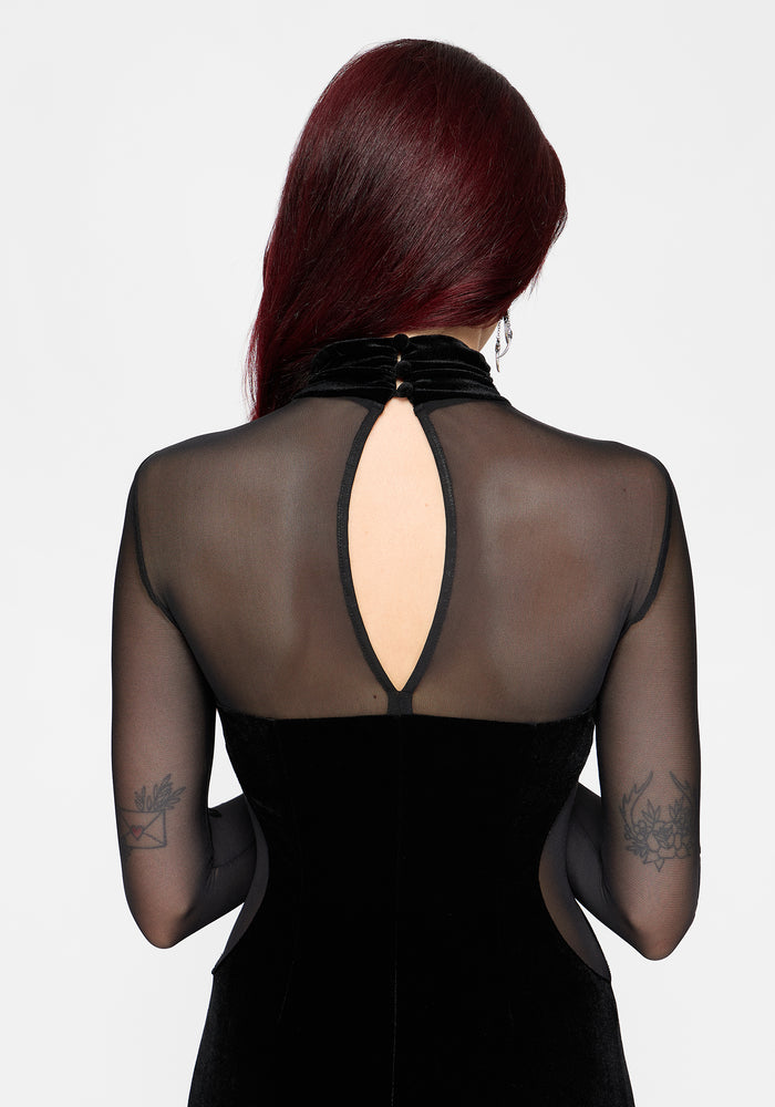 Riven Flock Mesh Mix Gown