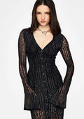 Riven Flocked Ruched Front Midaxi Dress
