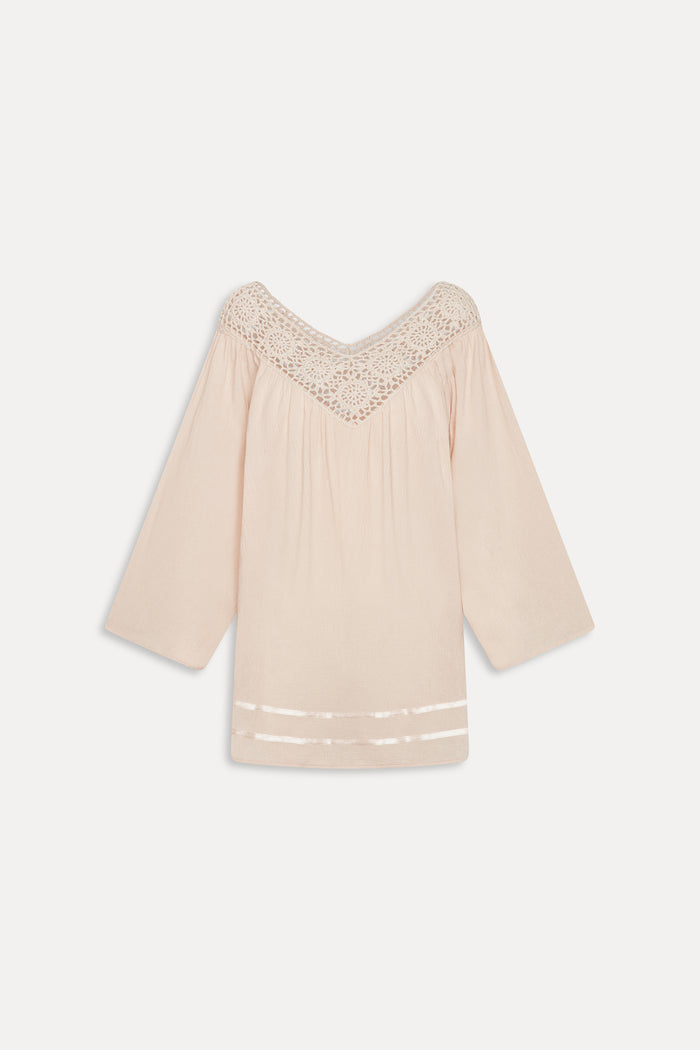 Riviera Cotton Mini Dress - Peach