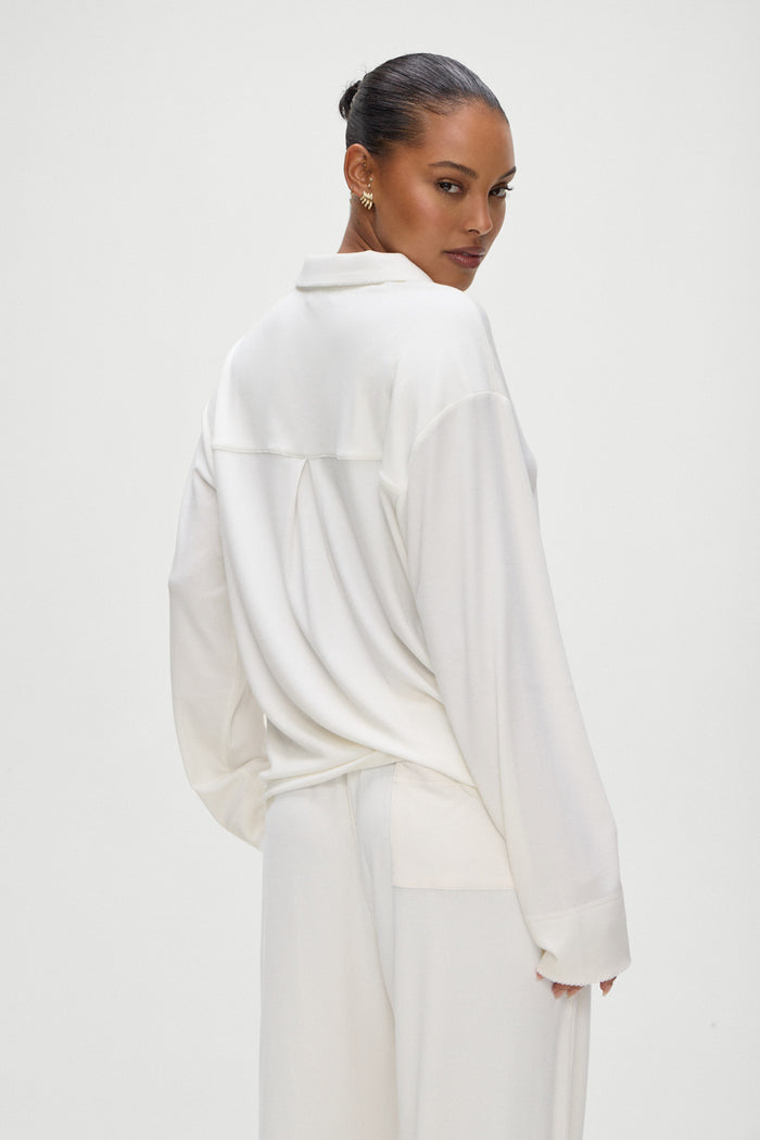 Rory Modal Rib Sleep Shirt in Seashell Cream