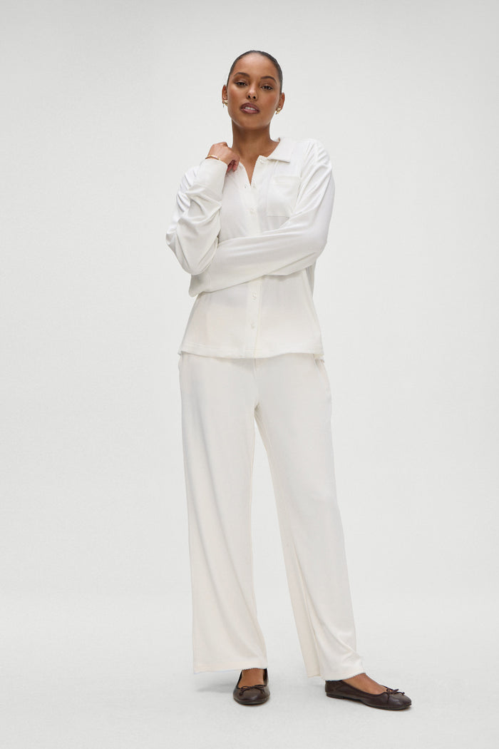 Rory Modal Rib Sleep Pants Seashell Cream