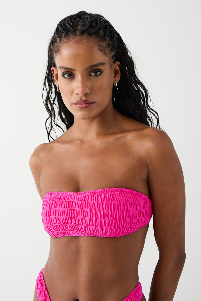 Rosabella bandeau shine bikini top candy pink