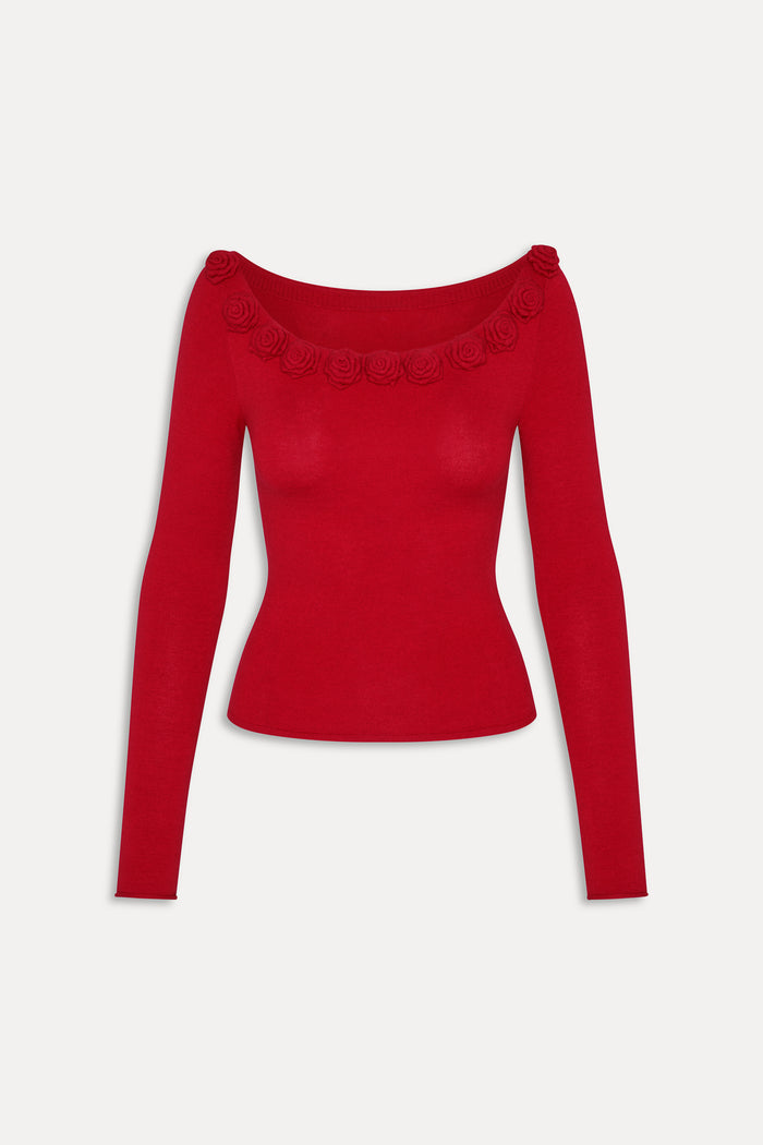 Rose Boat Neck Shirt - Heartstrings