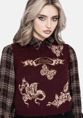 Rowana Dragon Printed Backless Knit Vest