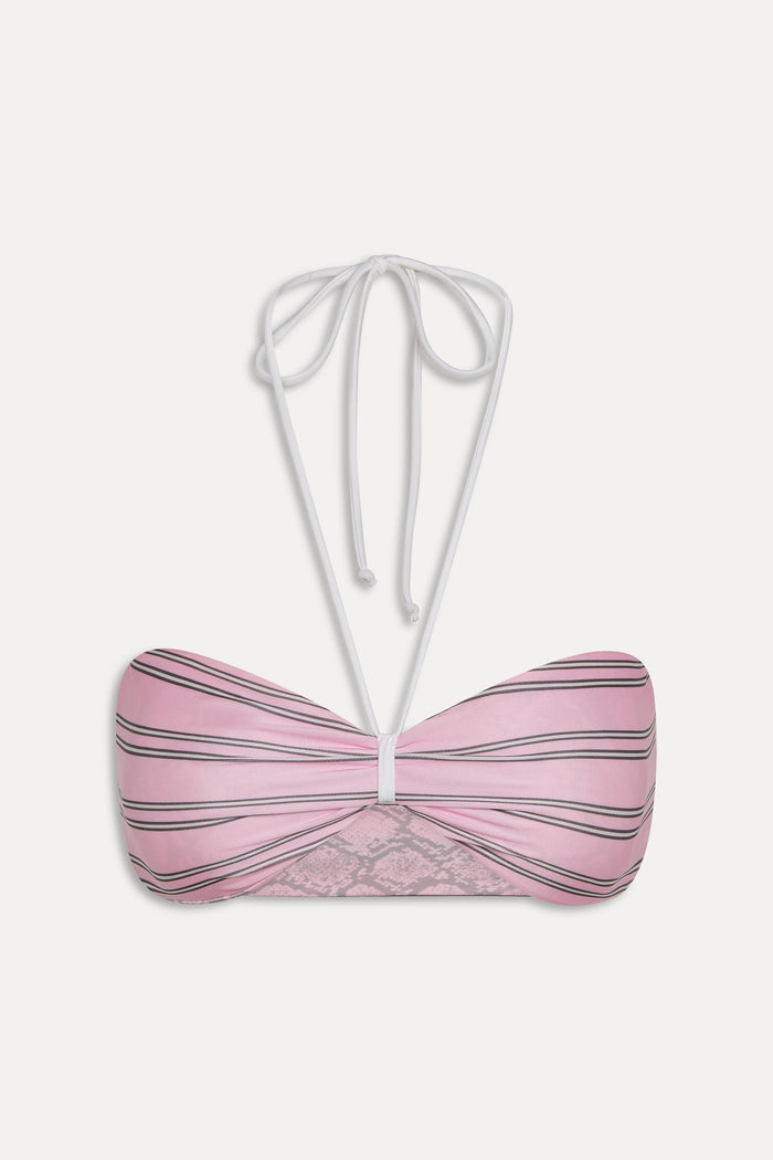 Rumi Reversible Shine Bikini Top - Pink Stripe