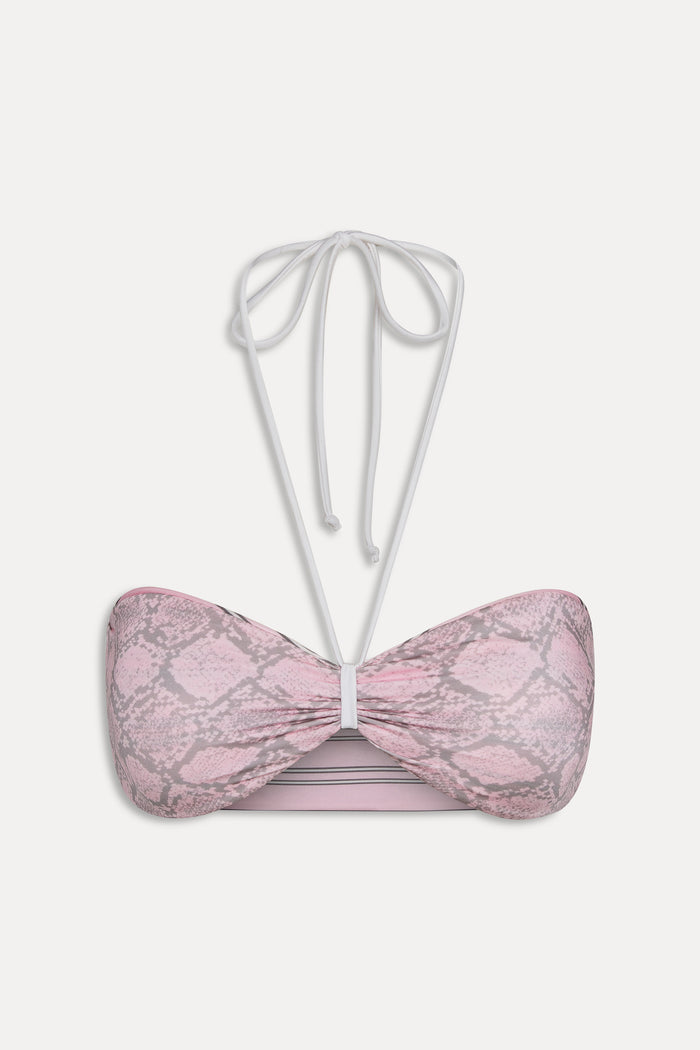 Rumi Reversible Shine Bikini Top - Pink Stripe