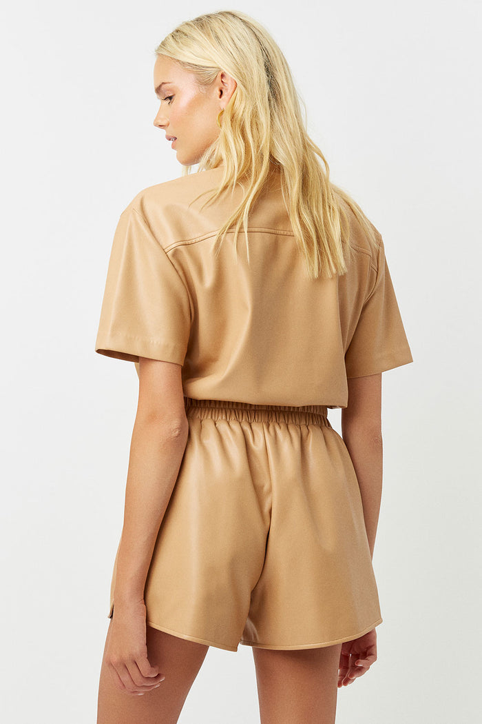 rusty vegan leather earth shorts