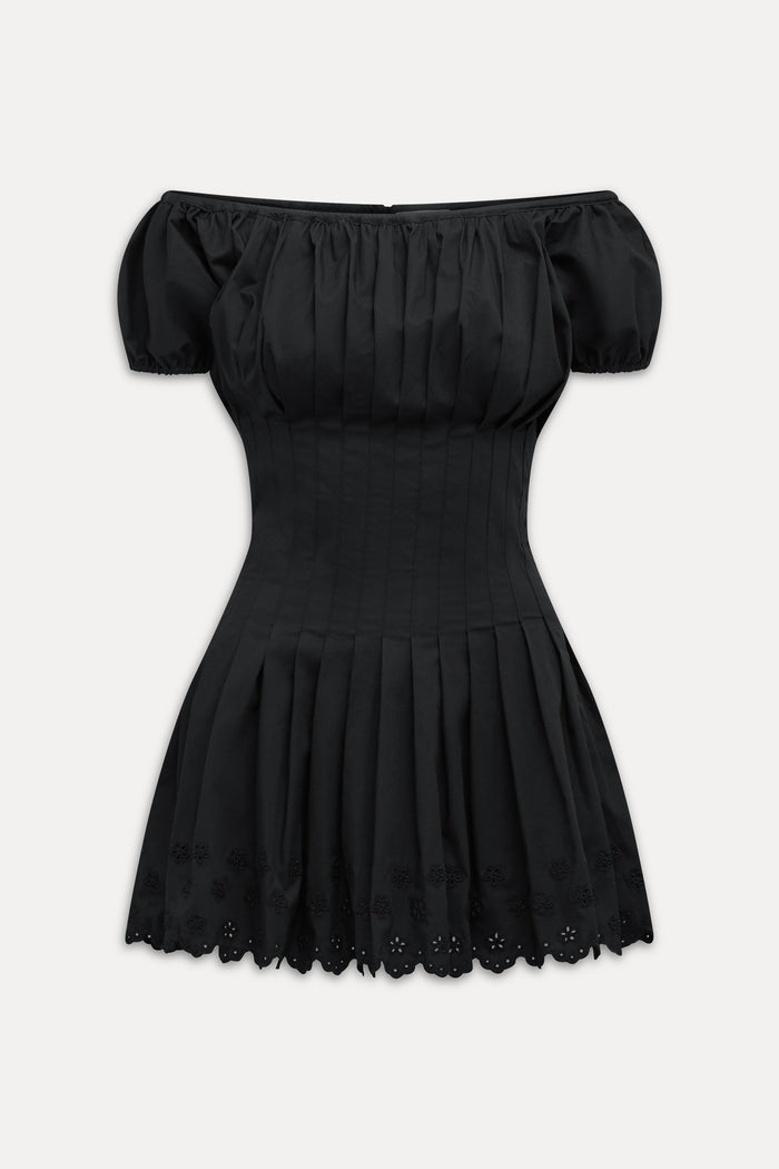Sadie Embroidered Mini Dress Black