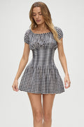Sadie Gingham Mini Dress in Black Gingham