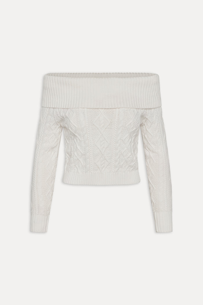 Saint Off The Shoulder Knit Sweater - Cloud White