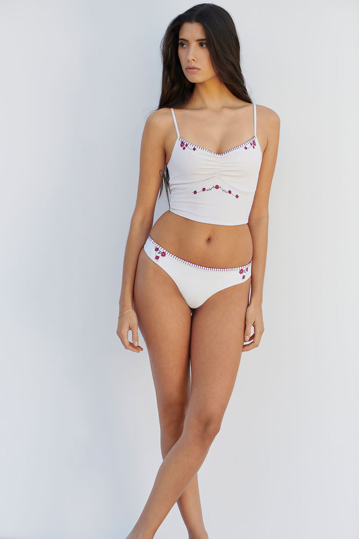 Sawyer Embroidered Cheeky Bikini Bottom Sea Fairy