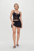 Seaside Crochet Mini Skirt Black