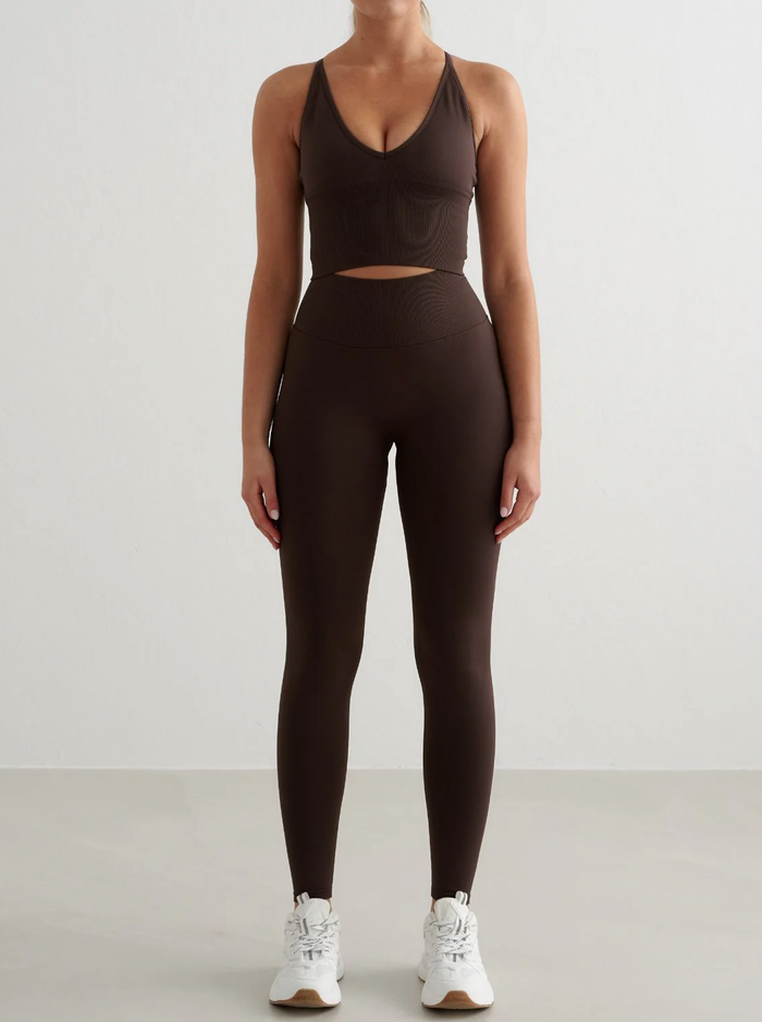 Shape Seamless Cross Back Bralette in Chocolate