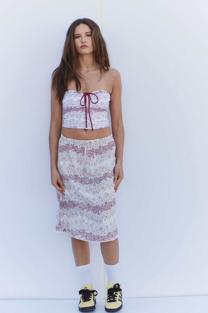 Sienna Floral Midi Skirt Bisous Lace