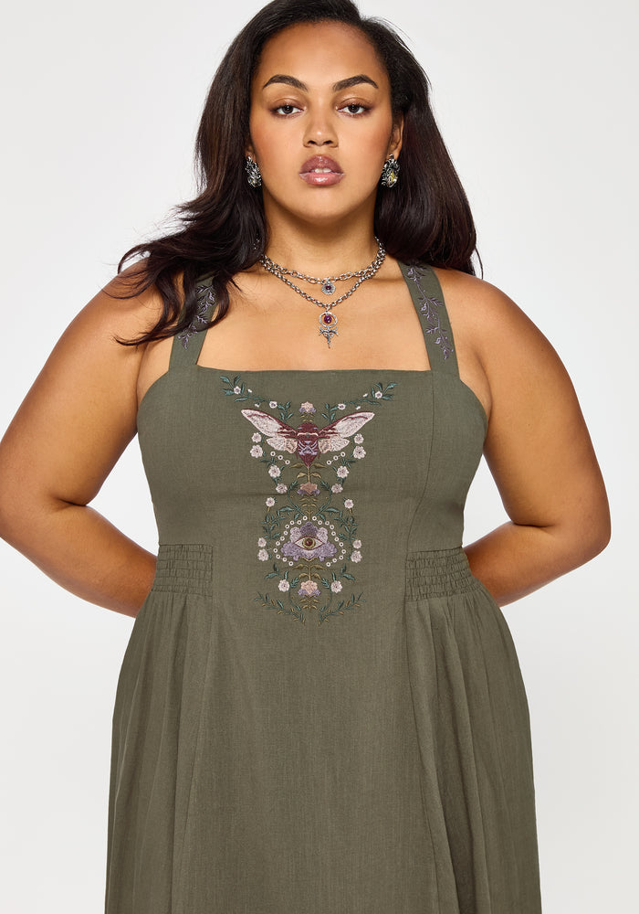 Siora Folklore Embroidered Midi Dress