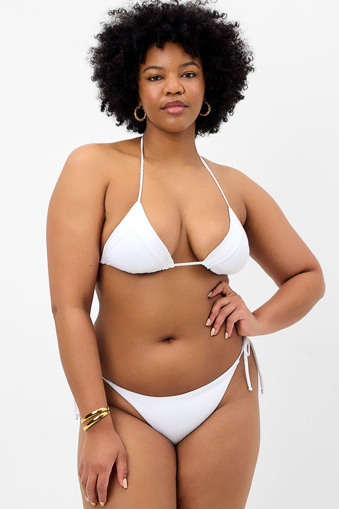 Sky Plissé String Bikini Bottom Optic White XL