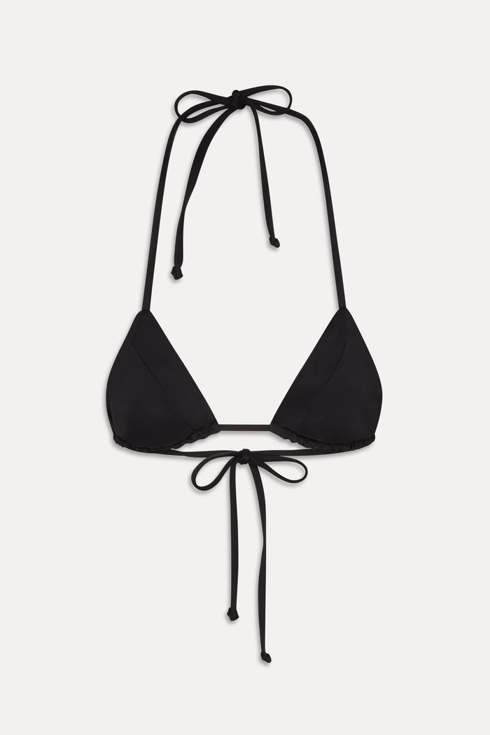 Sky Triangle Halter Bikini Top - Black
