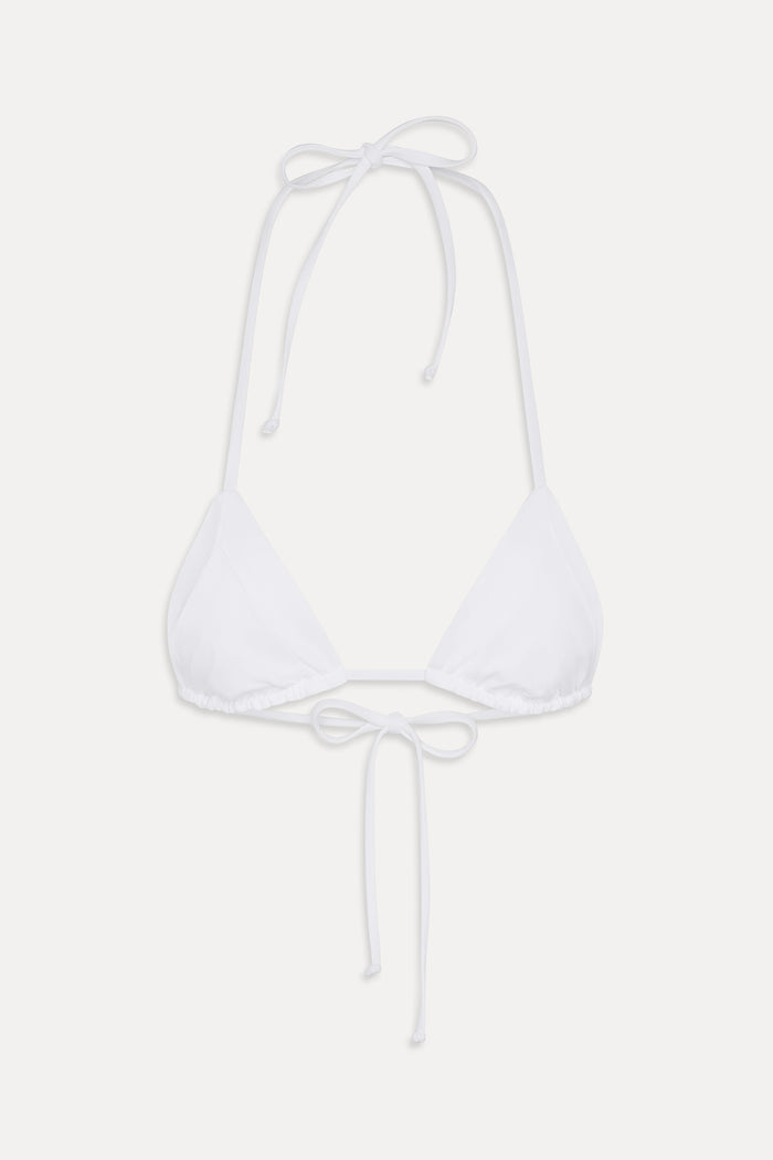 Sky Triangle Halter Bikini Top - Optic White