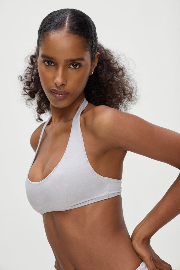 Skyler Halter Bikini Top Heather Grey