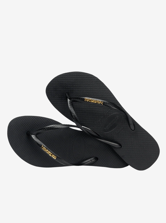 Slim Logo Metallic Flip Flops Womens
