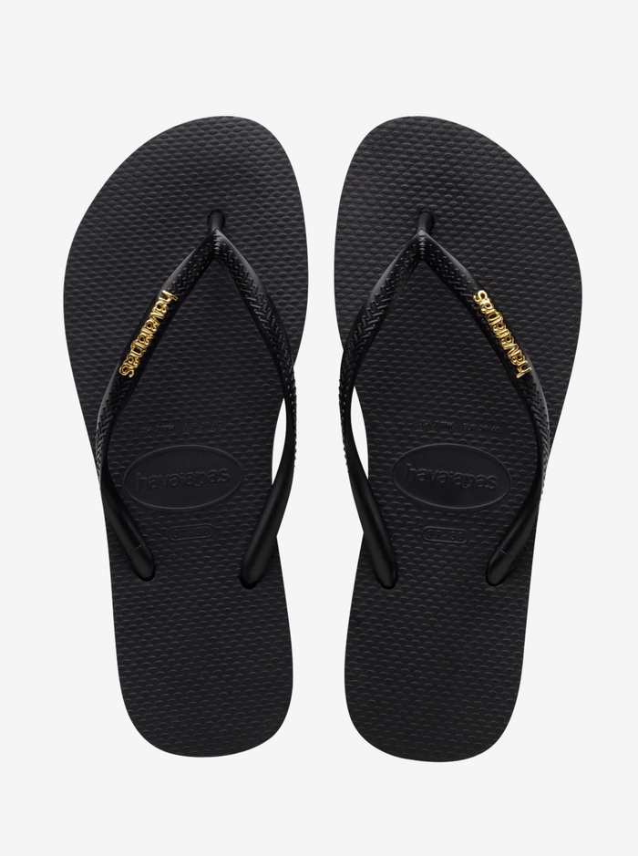 Slim Logo Metallic Flip Flops Womens