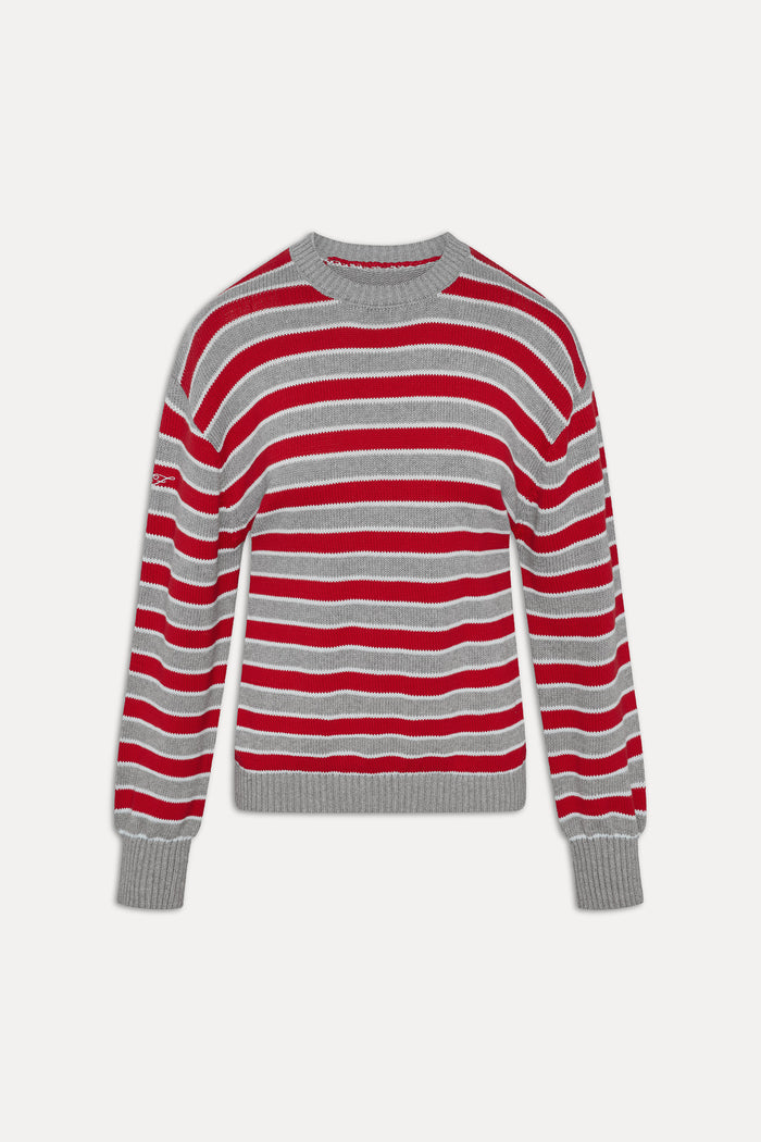 Sloane Oversized Knit Sweater - Cloud Cover Stripe