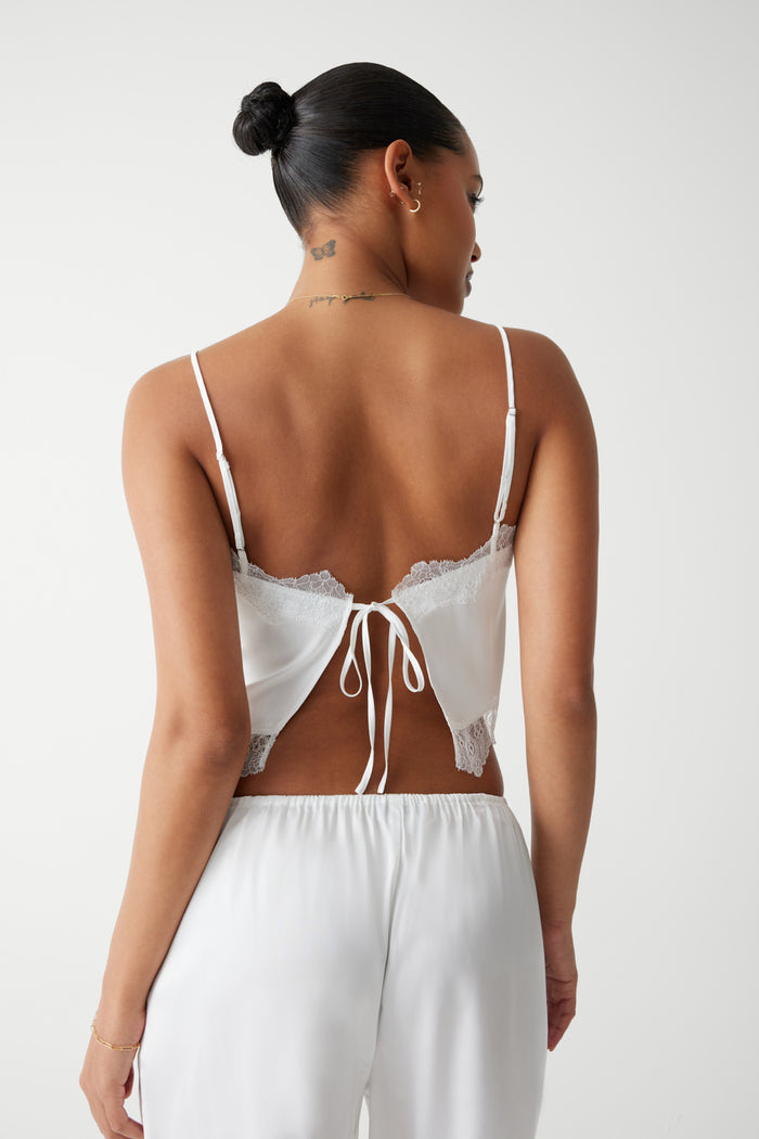 Snuggle satin camisole white