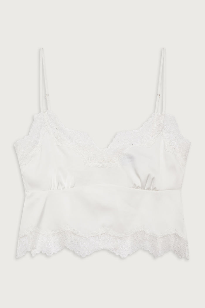 Snuggle satin camisole white