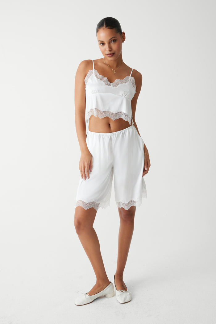 Snuggle satin camisole white