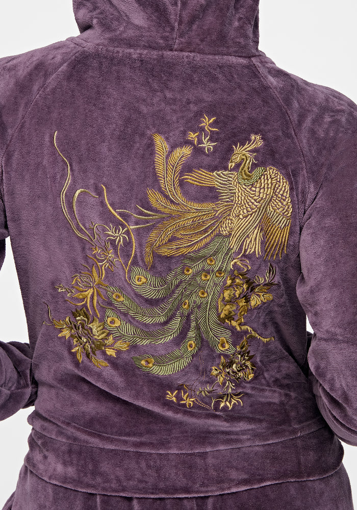 Solara Phoenix Embroidered Zip Through Crop Hoodie