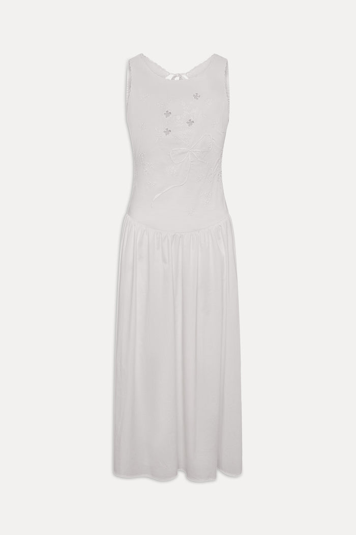 Soleil Backless Embroidered Midi Dress - Sleepy Angel