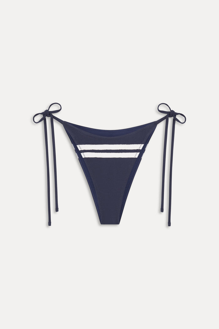 Soleil Cotton String Bikini Bottom - Bleacher Blue