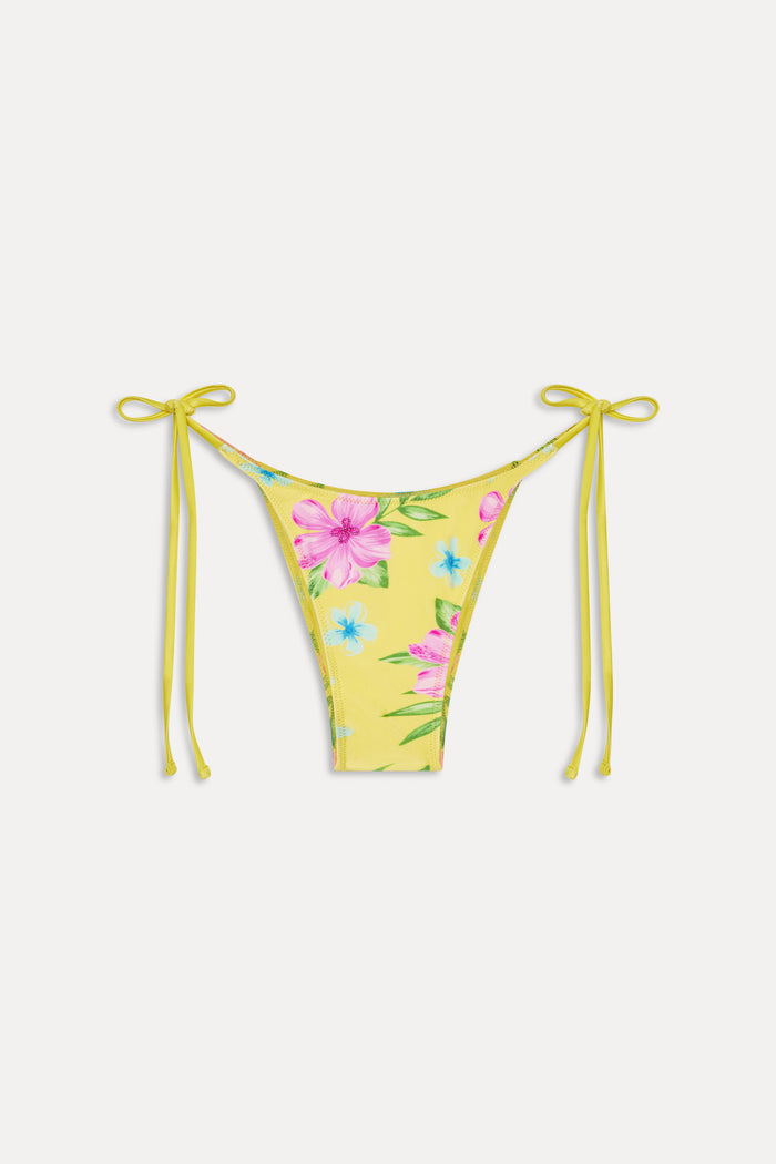 Soleil Satin Beaded Bikini Bottom - Hibiscus Lemonade