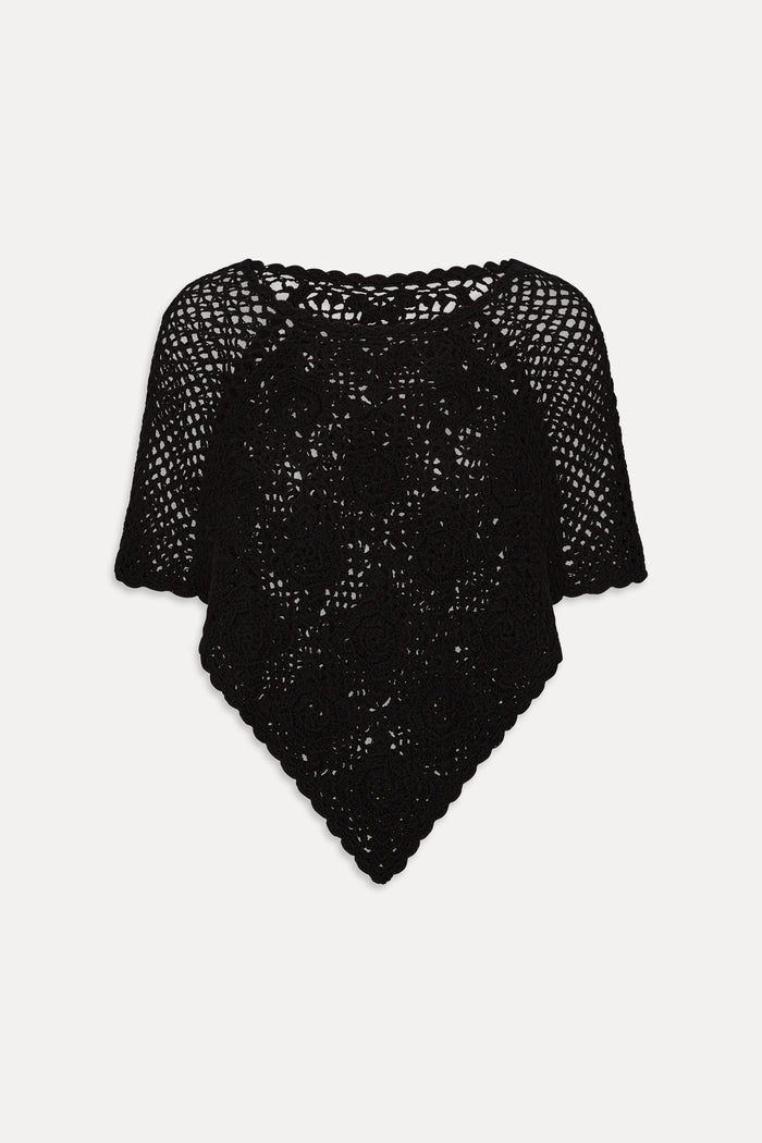Sophie Crochet Poncho - Black