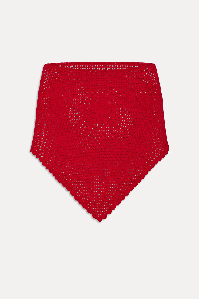 Sophie Crochet Poncho - Red Rose